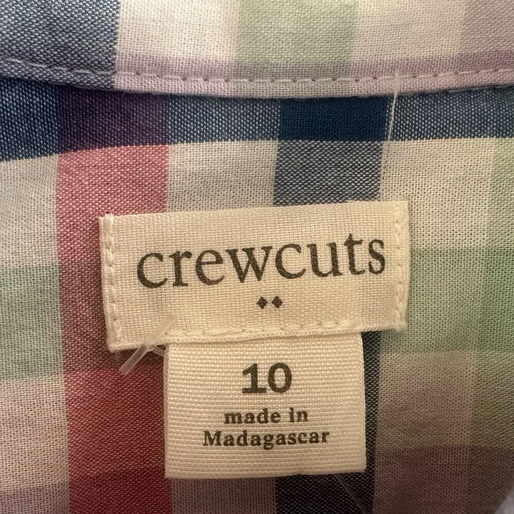 J‎ Crew Reimagined Crewcuts Youth Boy Size 10 Long Sleeve Plaid Shirt NWT
